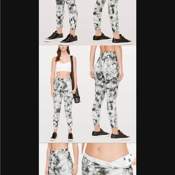 Lululemon Grey and White Tie-Dye Leggings size 4 Wunder under - Picture 1 of 6